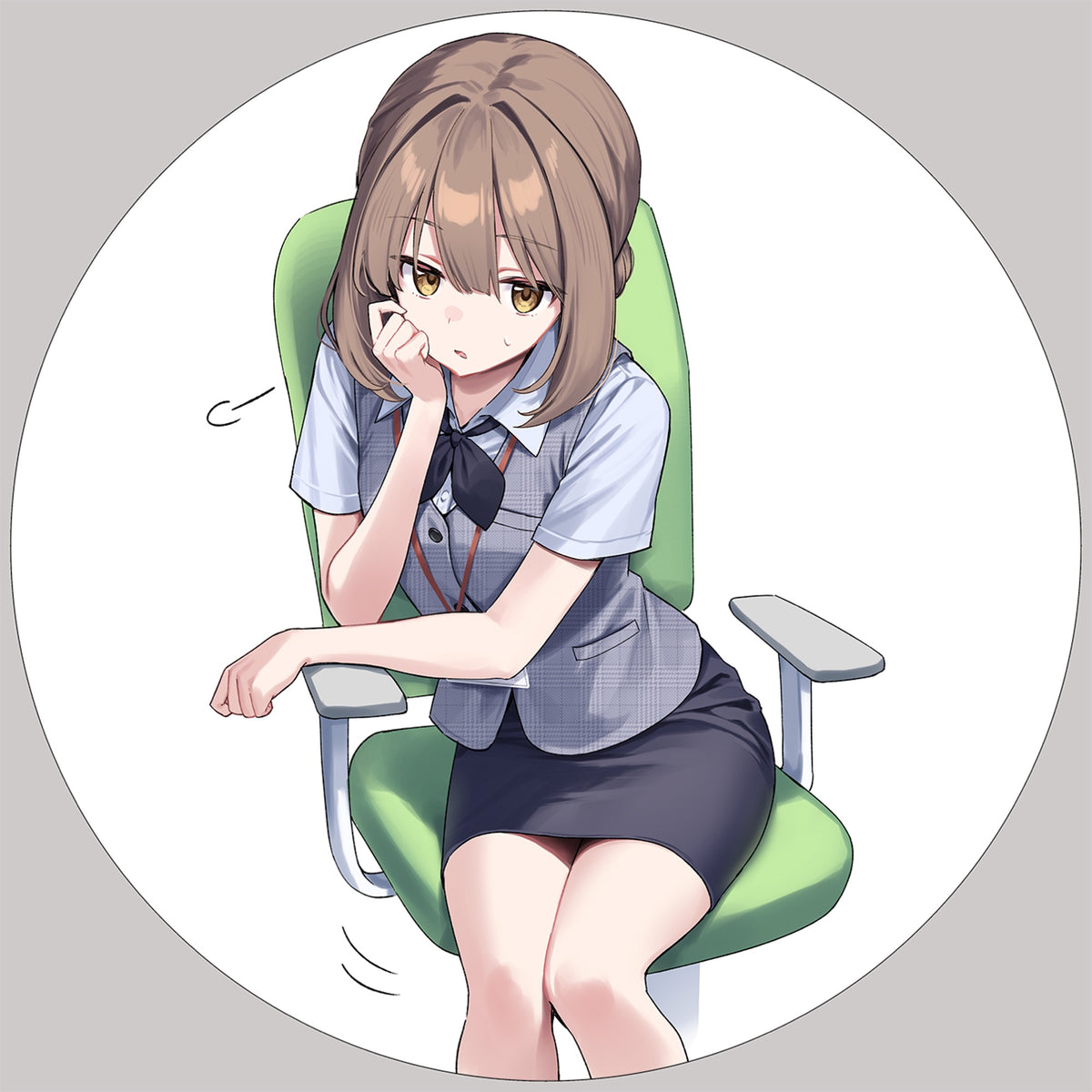 天城しの個展『受付ちゃんの外出』丸型キャンバスアートB