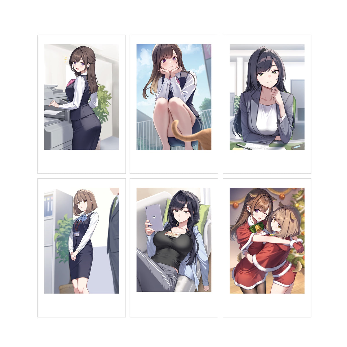 天城しの個展『受付ちゃんの外出』ランダムチェキ風ステッカー(6種ランダム)