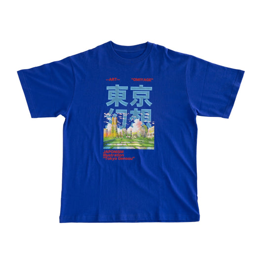 NEW JAPONICA 半袖Tシャツ「東京幻想#1」ブルー XLサイズ