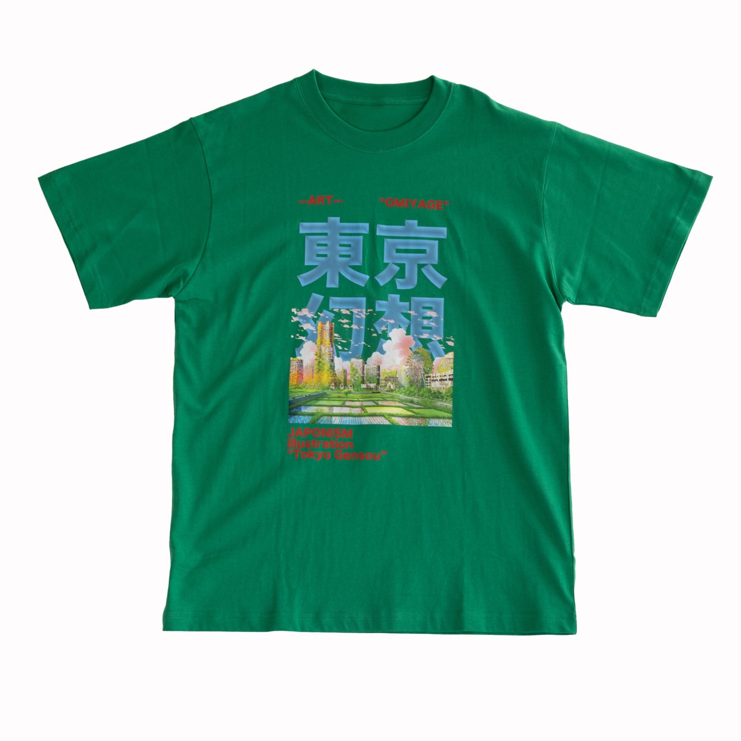 NEW JAPONICA 半袖Tシャツ「東京幻想#1」グリーン XLサイズ