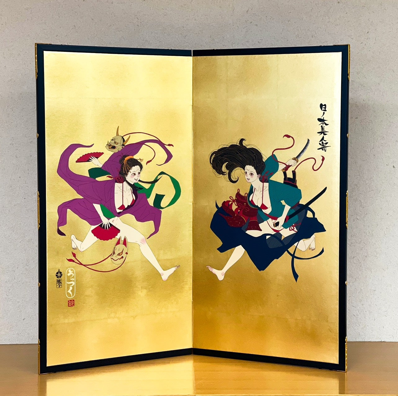 EmST 鈴木セイゴ個展『日ノ本美人寄』二曲一隻金屏風