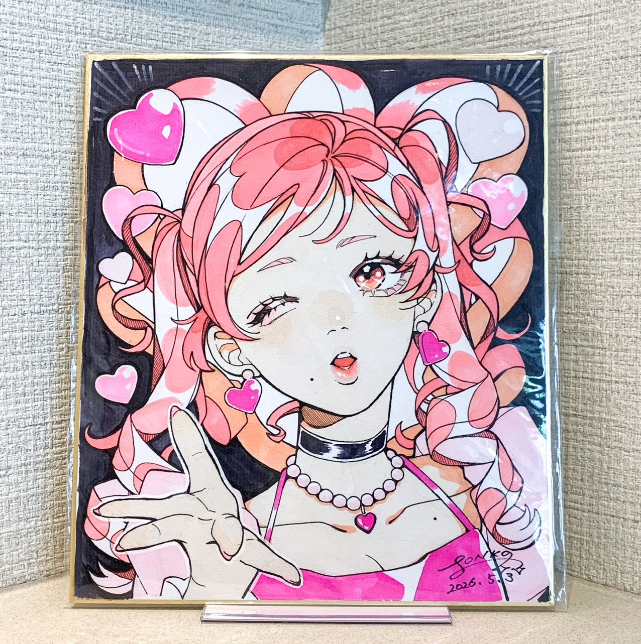 PONKO個展【一点限定】直筆イラスト色紙B