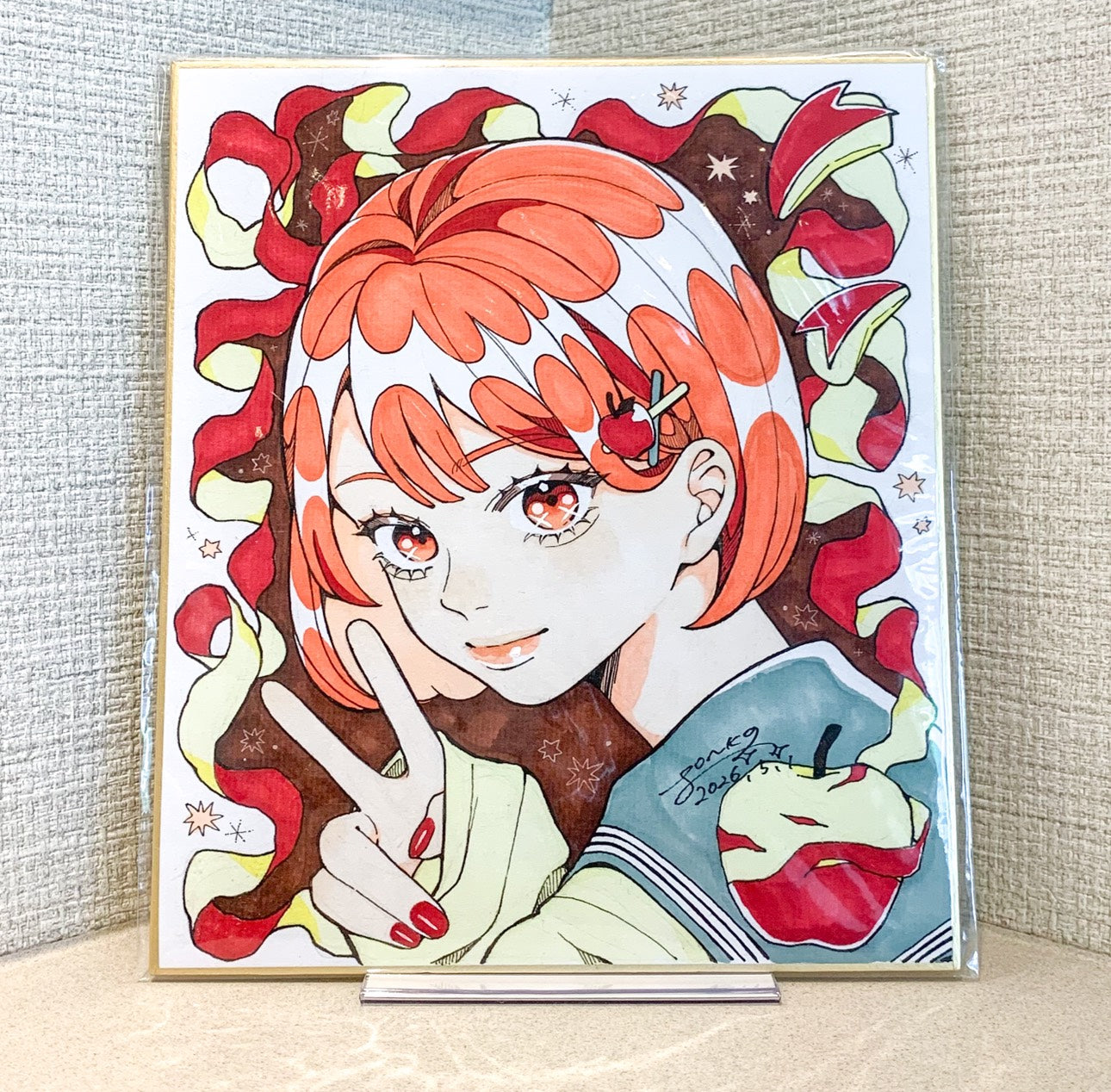 PONKO個展【一点限定】直筆イラスト色紙A