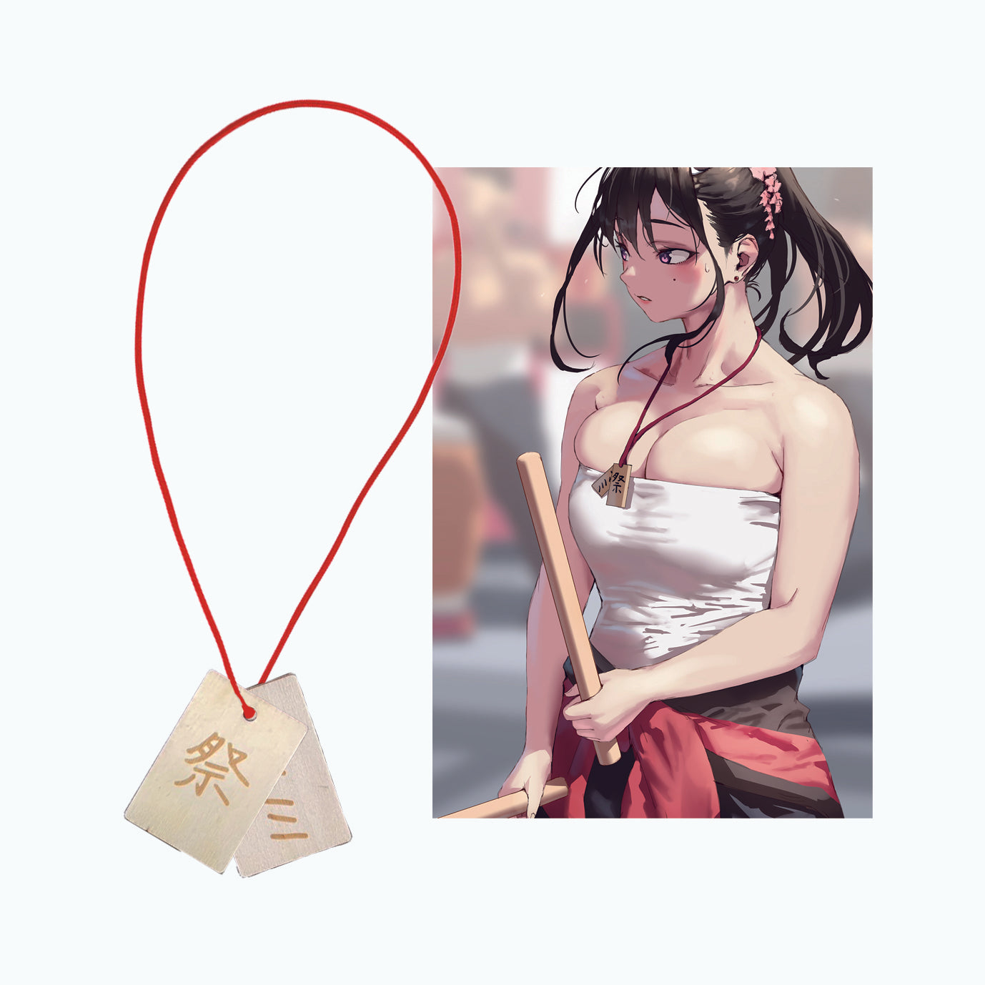 EmST jonsun個展「あと二日」 木製祭り札ストラップA(ポストカード付)マミ