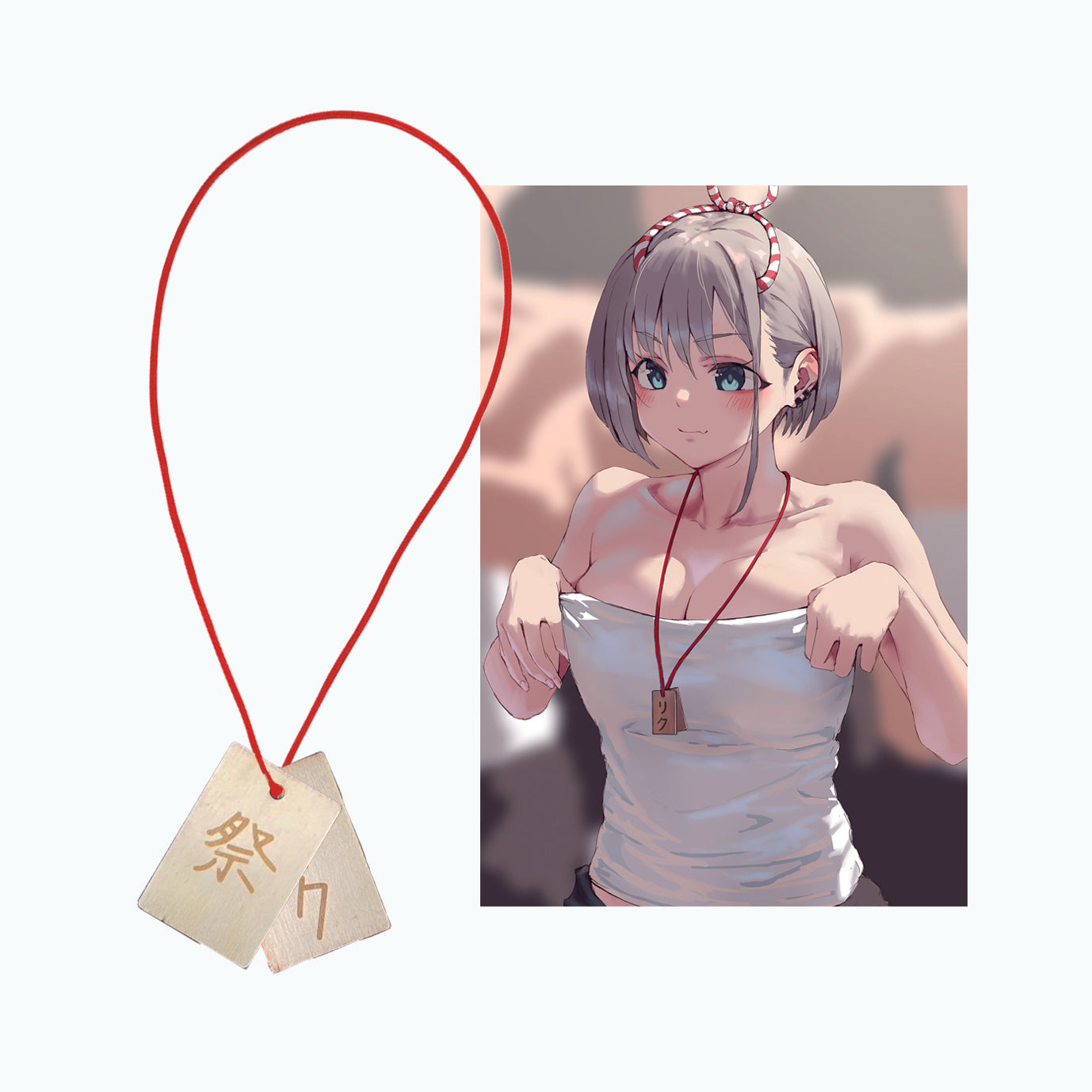 EmST jonsun個展「あと二日」 木製祭り札ストラップC(ポストカード付)リク