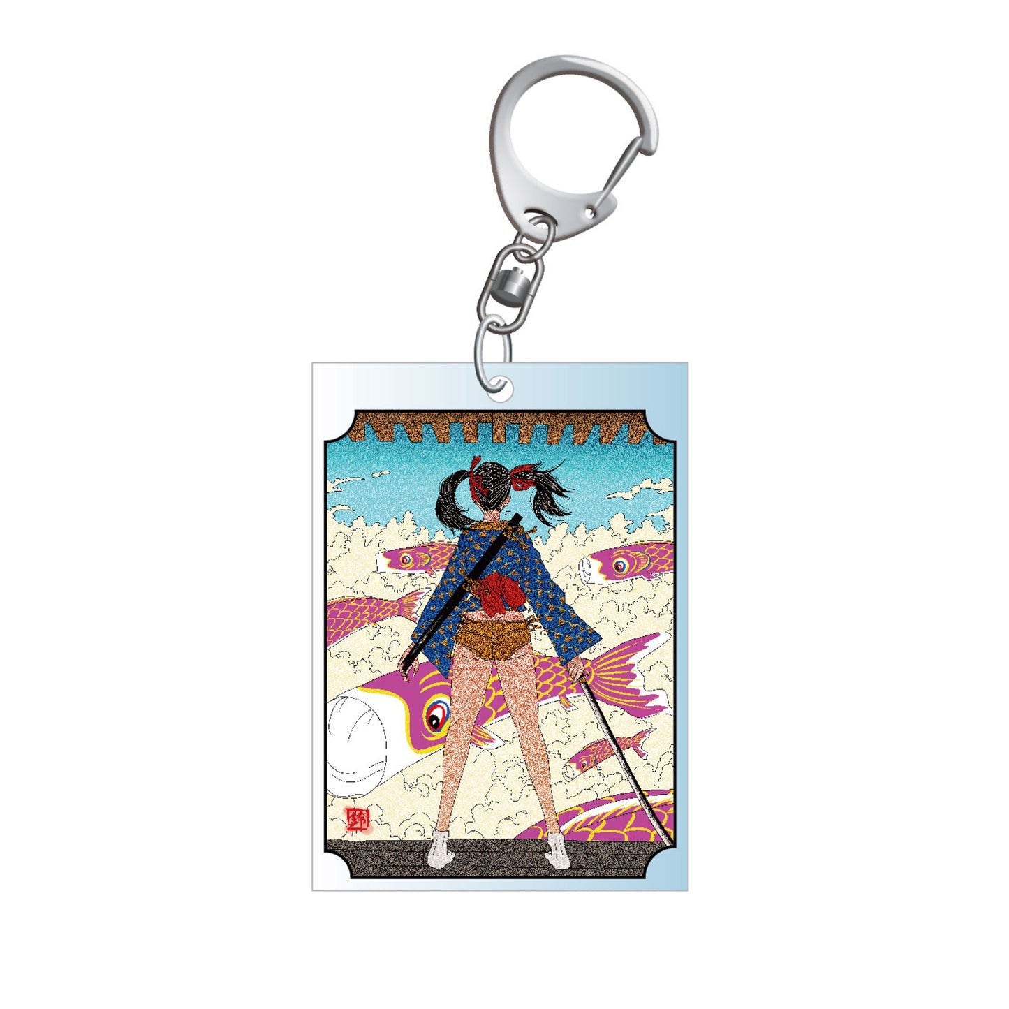 EmST 鈴木セイゴ個展「新版」 千社札風アクリルキーホルダー「鯉敵/Love rival」