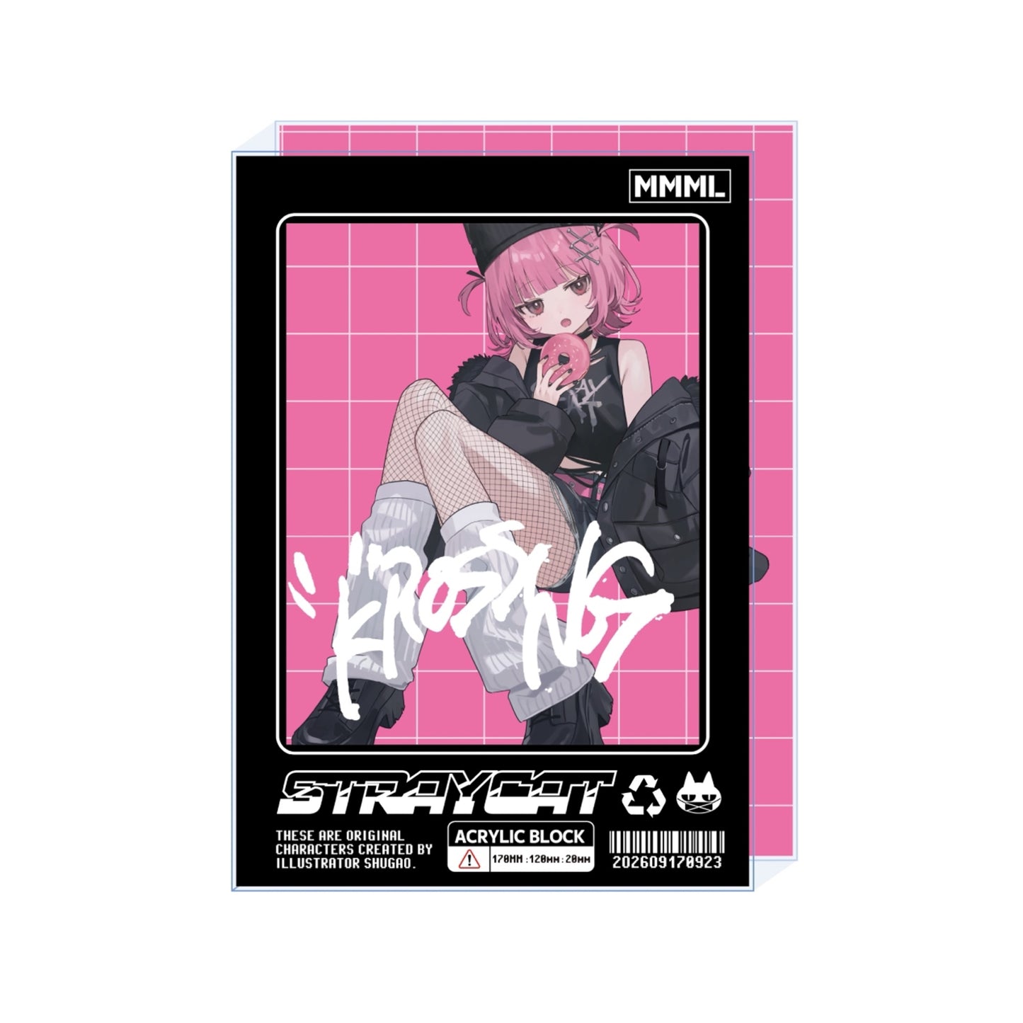 しゅがお個展「“K”ROSSING」パッケージ風アクリルブロック