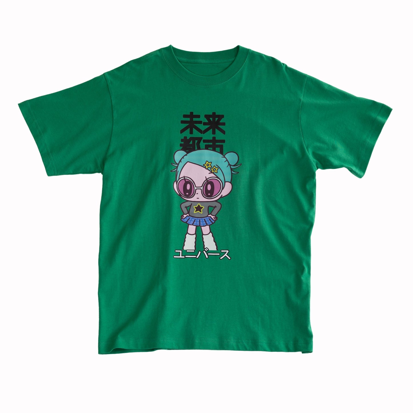 NEW JAPONICA 半袖Tシャツ「ﾓﾆョﾁﾀﾎﾟﾐﾁ #1」ｸﾞﾘｰﾝ Lｻｲｽﾞ