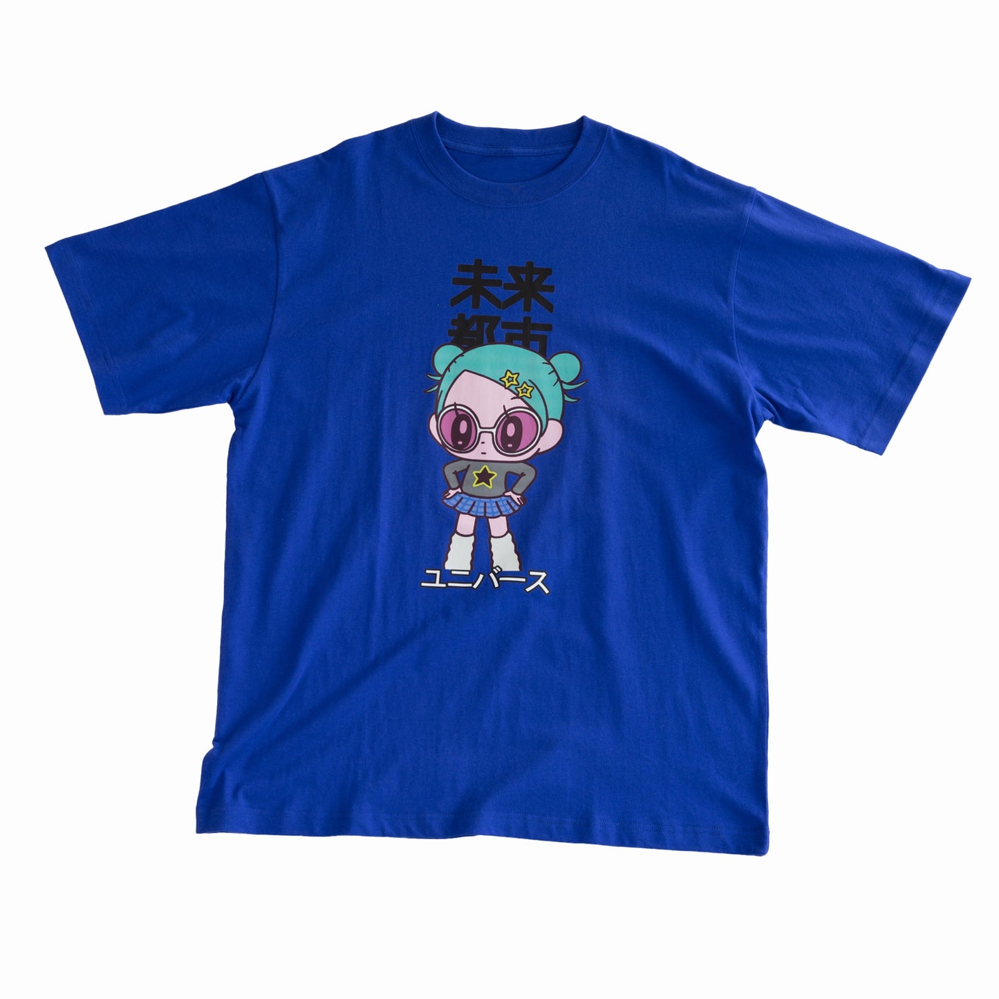 NEW JAPONICA 半袖Tシャツ「ﾓﾆョﾁﾀﾎﾟﾐﾁ #1」ﾌﾞﾙｰ XLｻｲｽﾞ