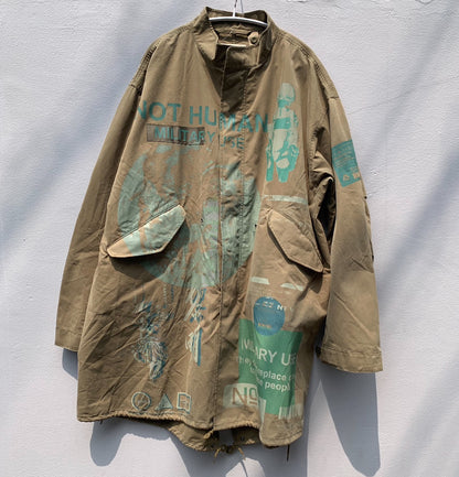 neco個展『黎明』シルクプリント ミリタリーコート color pattern A