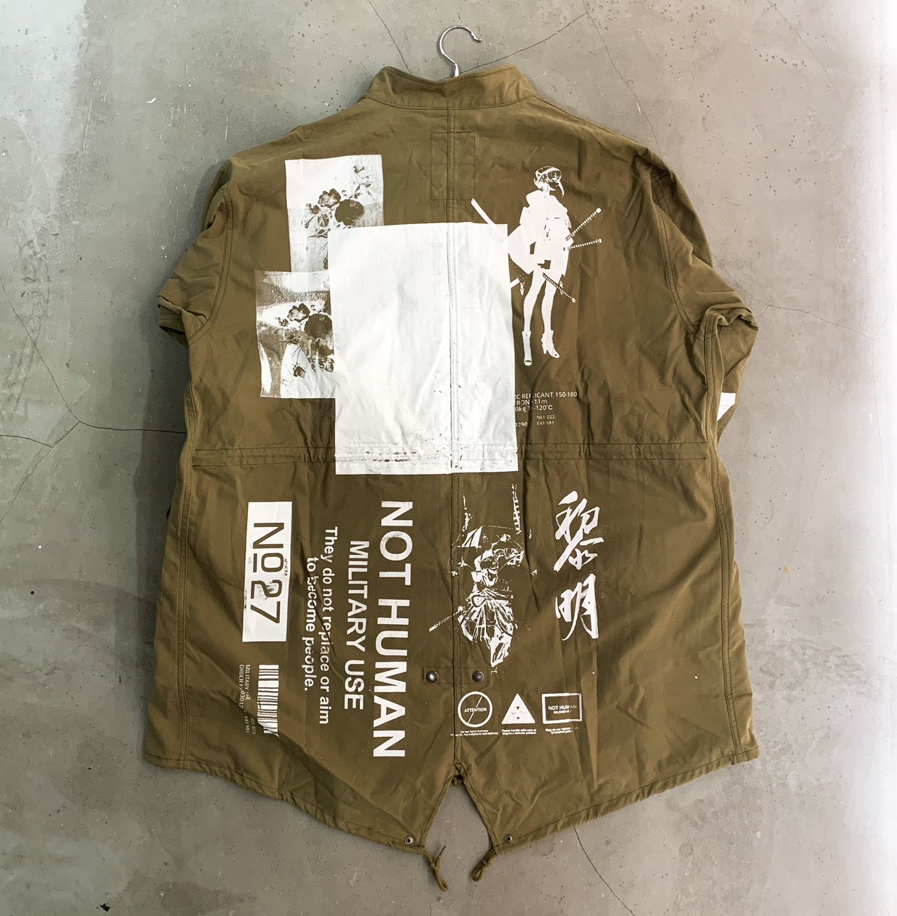 neco個展『黎明』シルクプリント ミリタリーコート color pattern B