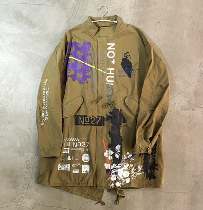 neco個展『黎明』シルクプリント ミリタリーコート color pattern C