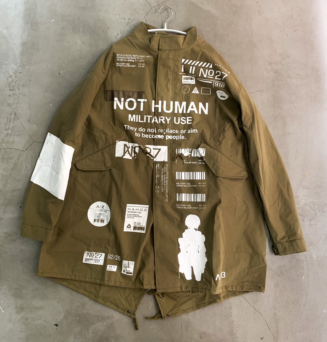 neco個展『黎明』シルクプリント ミリタリーコート color pattern B