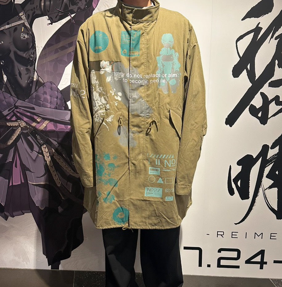 neco個展『黎明』シルクプリント ミリタリーコート color pattern A