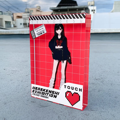 はらけんし個展 『TOUCH』ホビーパッケージ風アクリルブロック