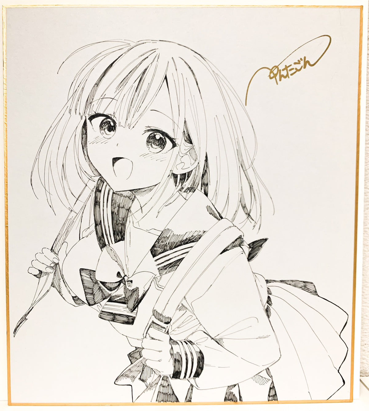 【抽選販売】ぺんたごん個展1点限定直筆イラスト色紙 F