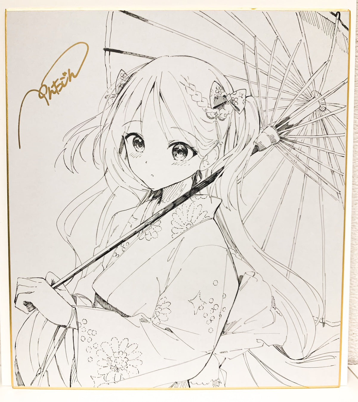 【抽選販売】ぺんたごん個展1点限定直筆イラスト色紙 H
