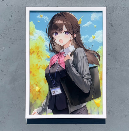 【1点限定】天城しの個展『受付ちゃんの外出』直筆サイン入りA2ミラーアート