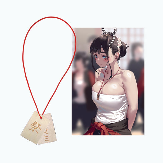 EmST jonsun個展「あと二日」 木製祭り札ストラップB（ポストカード付）タマミ
